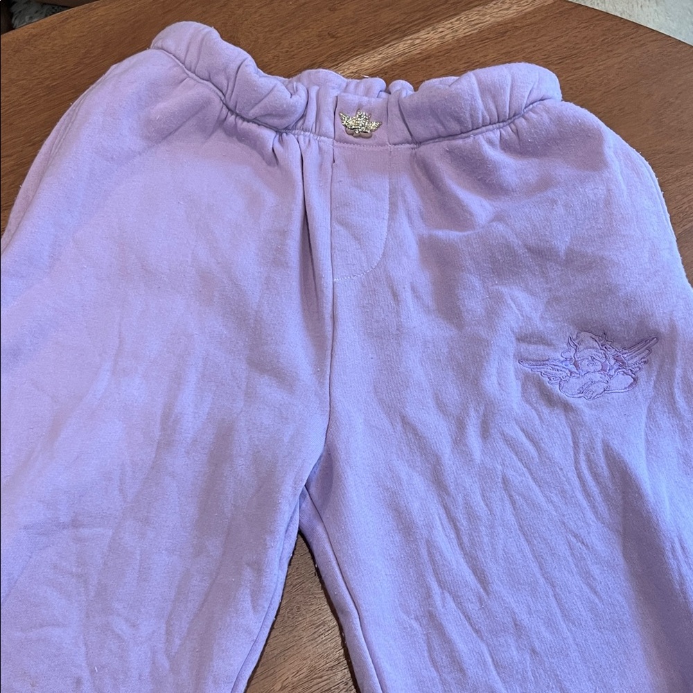 Boys Lie Lavender sweat pants with Embroidered Detail